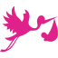 barbie pink flying stork with bundle icon
