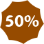 brown 50 percent badge icon