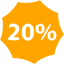 orange 20 percent badge icon