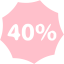 pink 40 percent badge icon