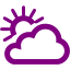 purple partly cloudy day icon