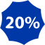 royal azure blue 20 percent badge icon