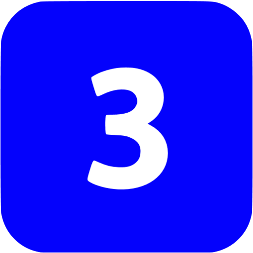 Blue 3 filled icon - Free blue numbers icons