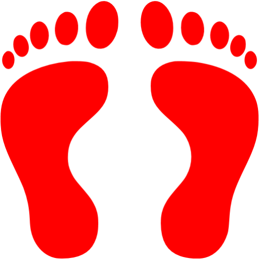 Red human footprints icon Free red footprint icons