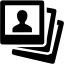 black stack of photos icon