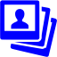 blue stack of photos icon
