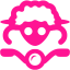 deep pink sheep on bike icon