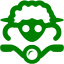 green sheep on bike icon