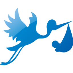 flying stork with bundle icon