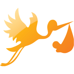 flying stork with bundle icon