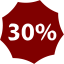 maroon 30 percent badge icon