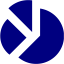 navy blue pie chart 5 icon