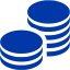 royal azure blue coins icon