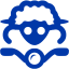 royal azure blue sheep on bike icon