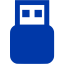 royal azure blue usb on icon