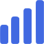 royal blue bar chart 3 icon