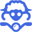 royal blue sheep on bike icon